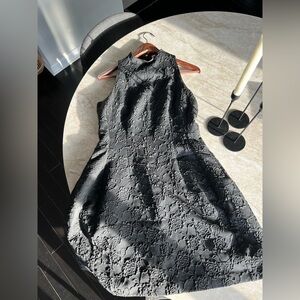 New York & Company Black Floral Textured Dress